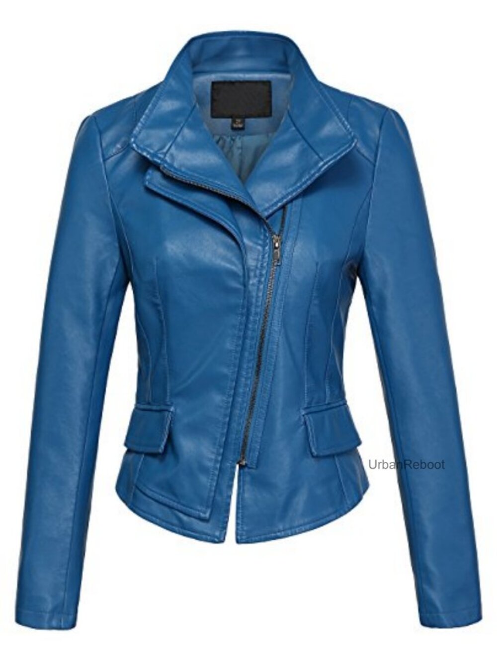 Slim Faux Leather Biker Jacket with Asymmetrical Zipper